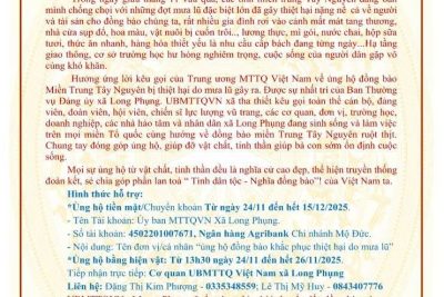 THƯ KÊU GỌI ỦNG HỘ ĐỒNG BÀO BỊ THIỆT HẠI DO THIÊN TAI